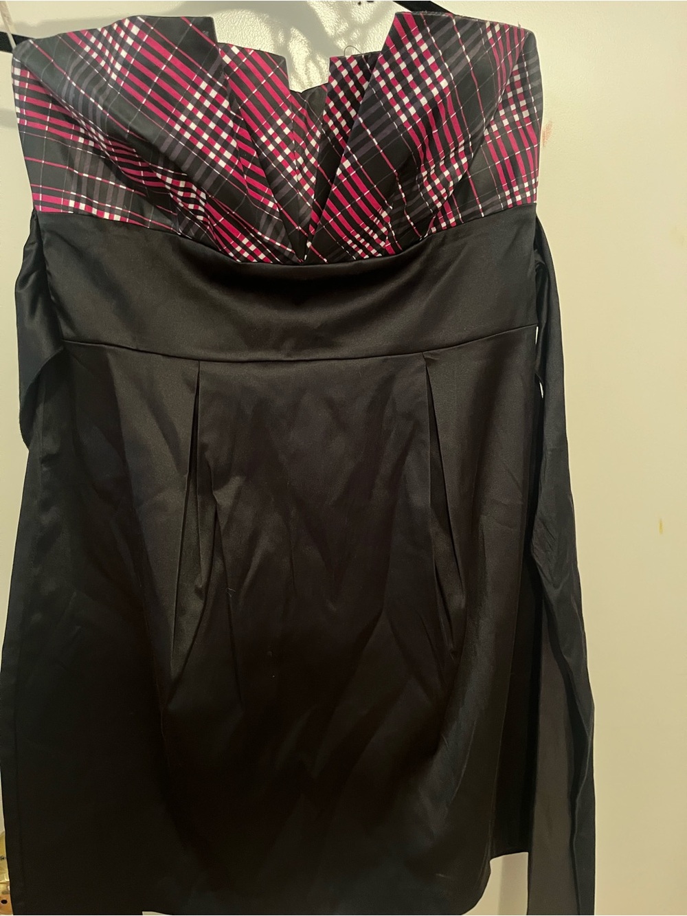 Teeze Me Black A-Line Skirt with Pink Plaid Waistband
